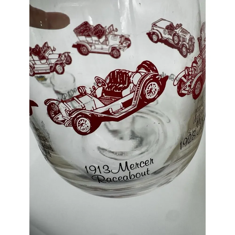 Northwestern Bottle Co Classic Car Carafe and 6 Juice Glass Set Vintage in Box